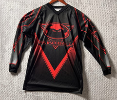 WARPED SPORTZ PAINTBALL JERSEY – ADULT SIZE EXTRA LARGE XL – BLACK /RED – OG