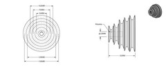 22mm Bore 54mm-150mm Outter Dia Aluminum 5 Slot A Type Pulley 5 Step Pulley Belt