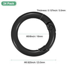 24-Pack Metal Spring O Rings, 5/8″ Zinc Alloy Keyring Buckle [Black]