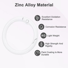 12-Pack Metal Spring O Rings, 1″ Zinc Alloy Keyring Buckle [White]