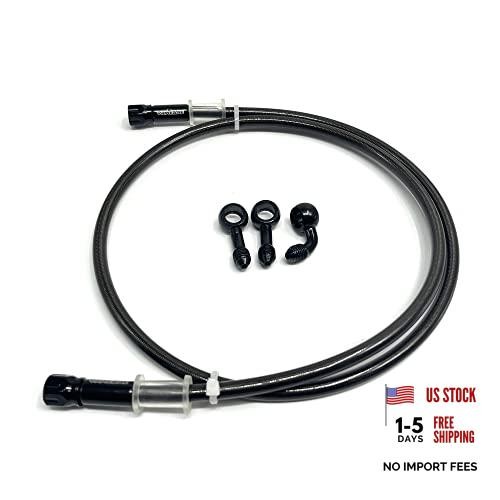 AN3 28 90 Degree M10 Stainless Steel Braided Motorcycle 120 cm (47.2 Inches)