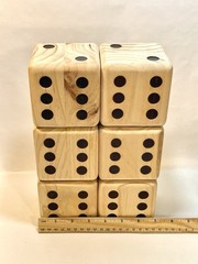 🎲Set of 6 Giant Solid Wooden Rolling 3.5″ x 3.5″ Dice With Carrying Bag