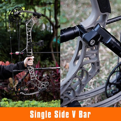Single Side Adjustable V-Bar Mount Quick Disconnect Bow Rod Stabilizer, Archery