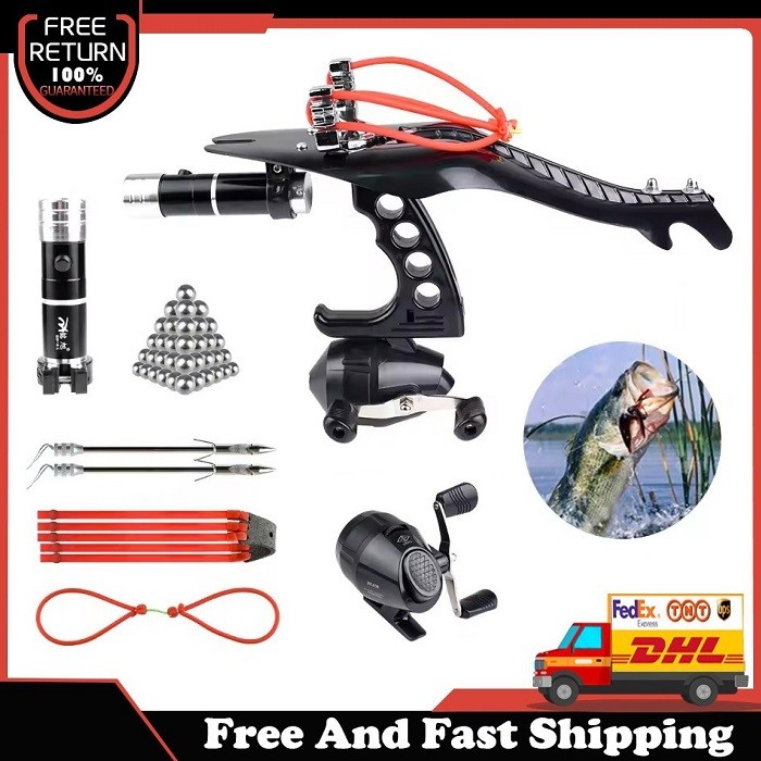 Hunting Fishing Bow Bowfishing Kit Catapult Sling Archery Arrow Shooting Outdoor