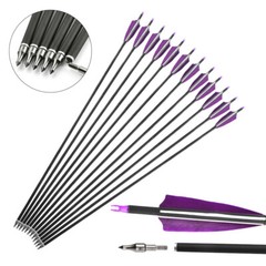 12pc 30″ Carbon Arrows Turkey Feathers SP500 Compound Recurve Bow Hunting Target