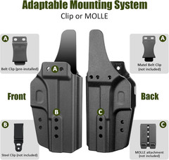 IWB Holster with Claw | Fits for Glock 17 19 19X 34 44 45(Gen 1-6)/ MOS & Ruger