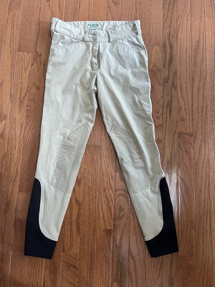 Dover Saddlery Riding Breeches 26 Tan Knee Patch Equestrian Pants