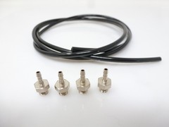 NEW 4X 10-32 STAINLESS NIPPLE BARBS + 3 FEET BLACK HOSE WGP AUTOCOCKER RAM LPR