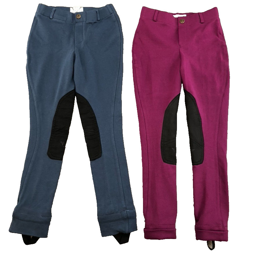 TuffRiders Starter Pull On Breeches Jodhpurs Unisex Kids 10 Blue Plum Equestrian