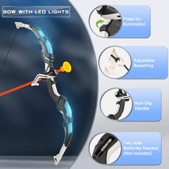Bow and Arrow Set for Kids, 2 Pack LED Light up Archery Set with 20 Suction Cup