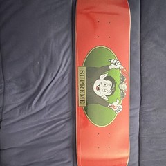 Supreme Vampire Boy Skateboard Deck Red Art Graphic, Supreme Logo Underside