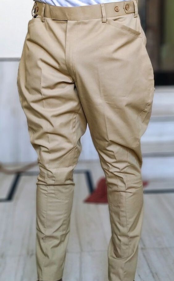 Mens Khaki Jodhpurs Equestrian Sports Trousers Hunting Baggy Breeches Polo Pants