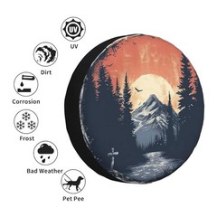 Spare Tire Cover Mountains Sunset Landscape Wheel Covers Weatherproof