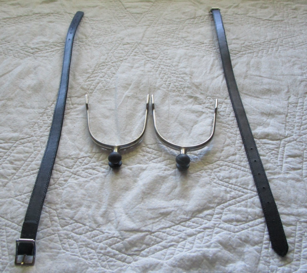 3.5″ CENTAUR SOFT TOUCH ROLLER BALL SPURS W/NEW LEATHER STRAPS