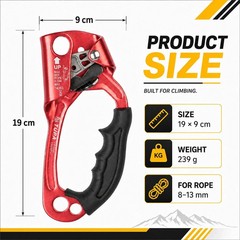 Hand Ascender Rope Grab 8~13mm Tree Climbing Arborist SRT Rescue Gear CE UIAA