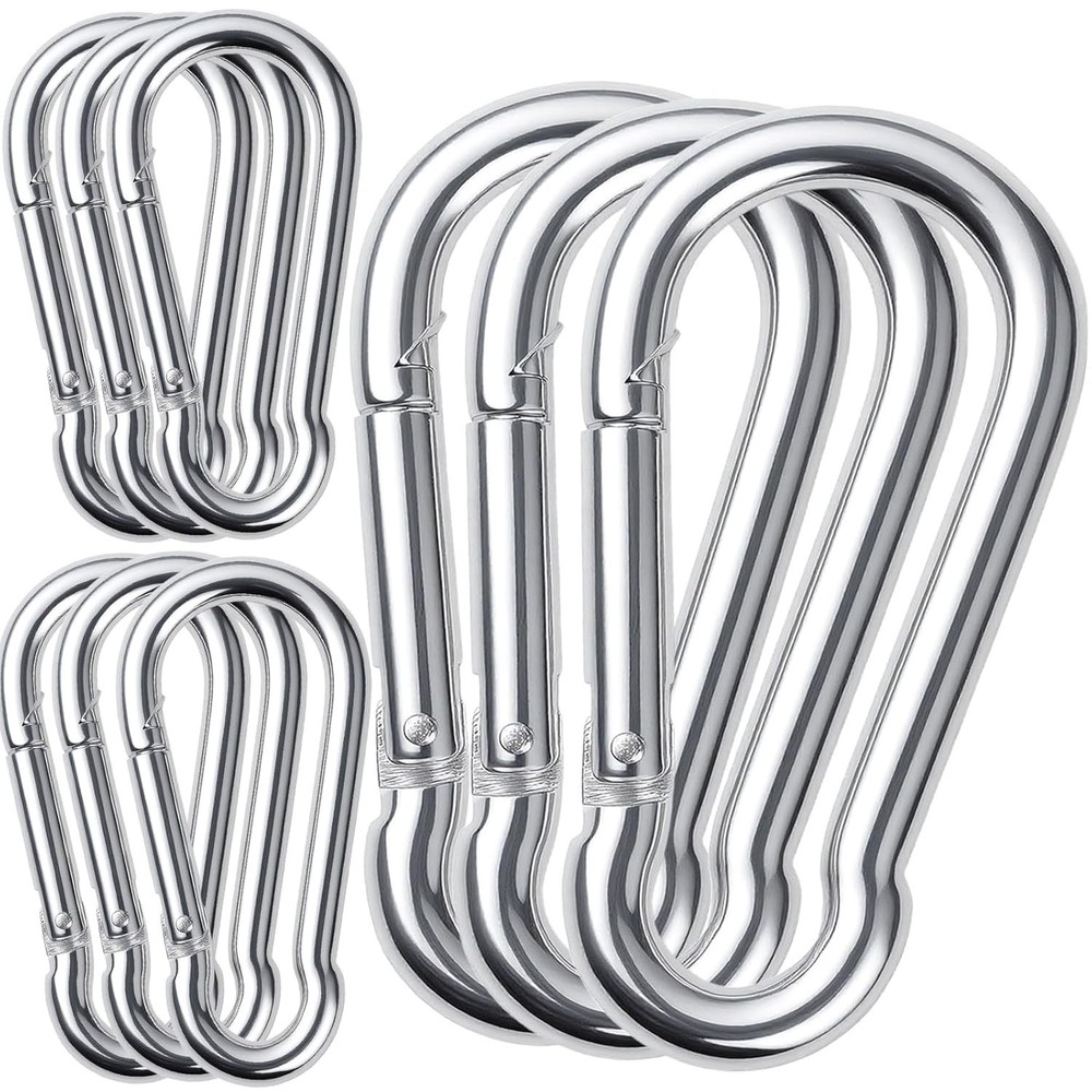 10Pack 5.5 Inch Heavy Duty Carabiner Clips Spring Snap Hooks for Swing 1/2″ 12m