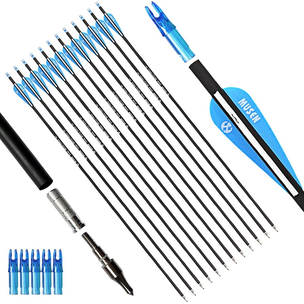 Musen Archery 30/28 Inch Carbon Practice Targeting Arrows with Removable for You