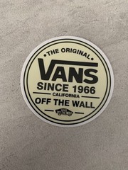 VANS Off The Wall 2.5” Inch Skateboard Sticker Yellow Round Decal Checkerboard