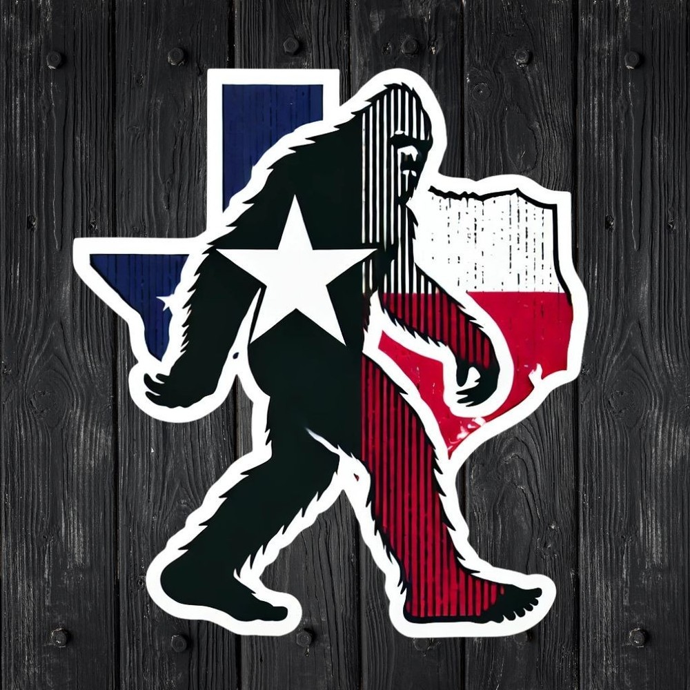 2″ Texas Bigfoot Sticker, Decal, State, USA, Star, Travel, America, Icon, Flag