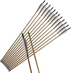 12Pcs 33″ Wooden Arrow LongBow Hunting Red Lightning Turkey Feather Fletching