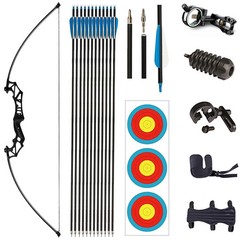 45/50lbs Direct Pull Bow Alloy Handle Mixed Carbon Arrow 5 Needle Aiming