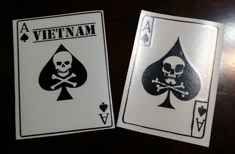 Vietnam Skull cross bones x 2 die cut Vinyl car decal stickers