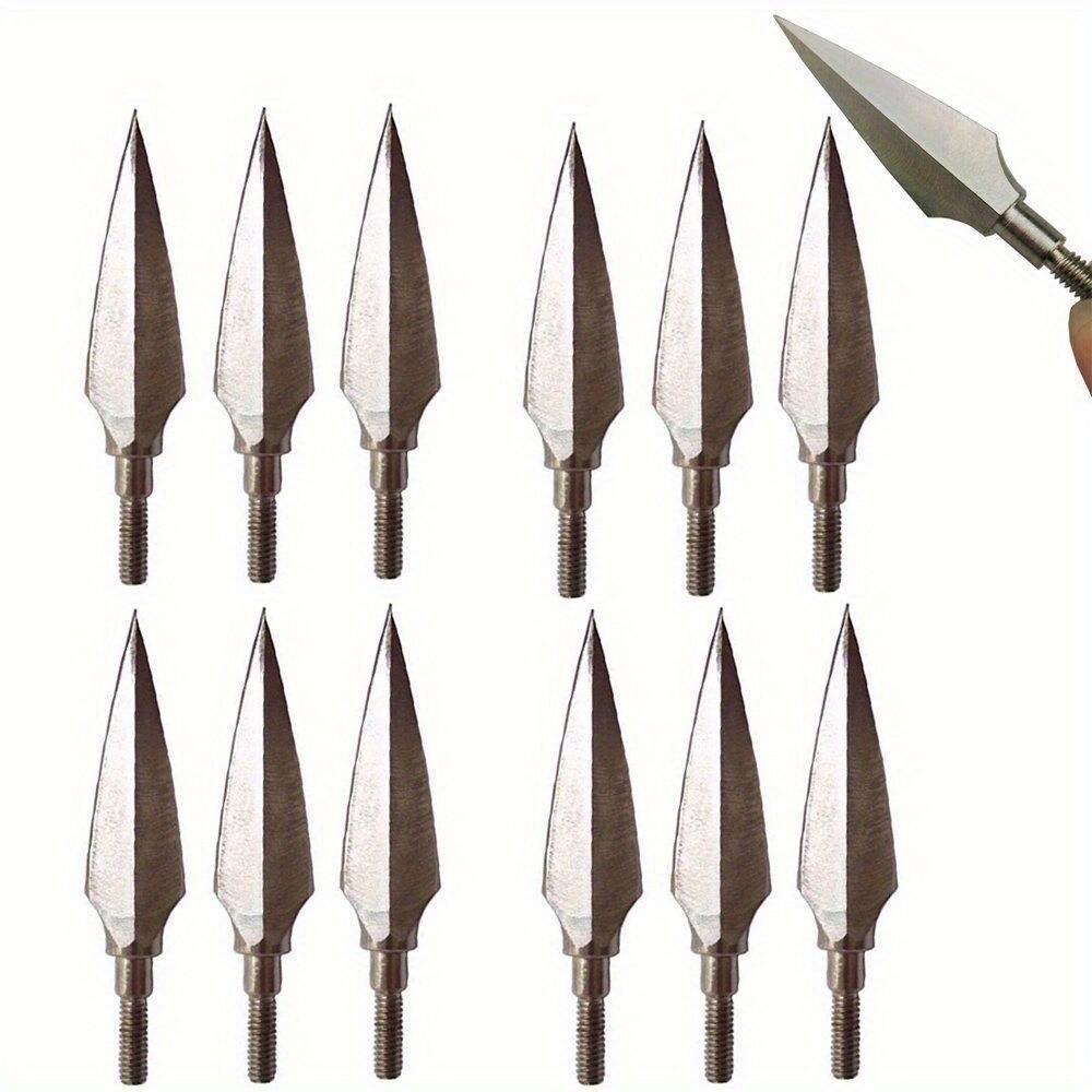12Pcs Carbon Steel Arrowheads 150 Grain Broadheads Arrow Archery Hunting Target