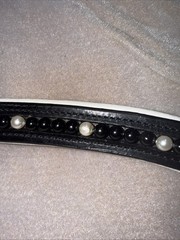 Dressage “V” GEL 18” Browband Black And White Pearls With Shields