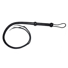 Genuine Leather Bullwhips 04 Feet Long 12 Plait 2 Tail weaving Bull Whip Black