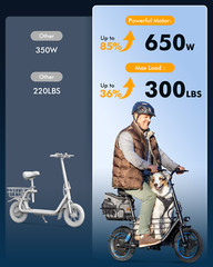 Gyroor C1Plus Electric Scooter 1000W(Peak) With Removable Two Baskets for Pets