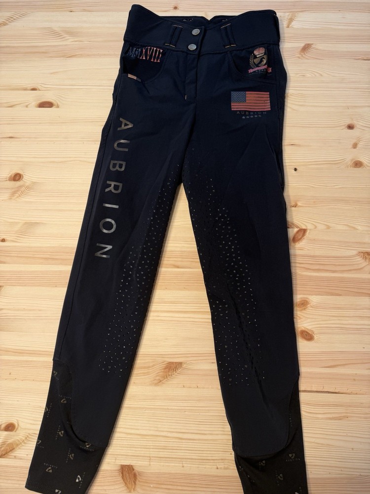 Aubrion Women’s Full Grip Team Breeches, Black, Size 32 (US 2)