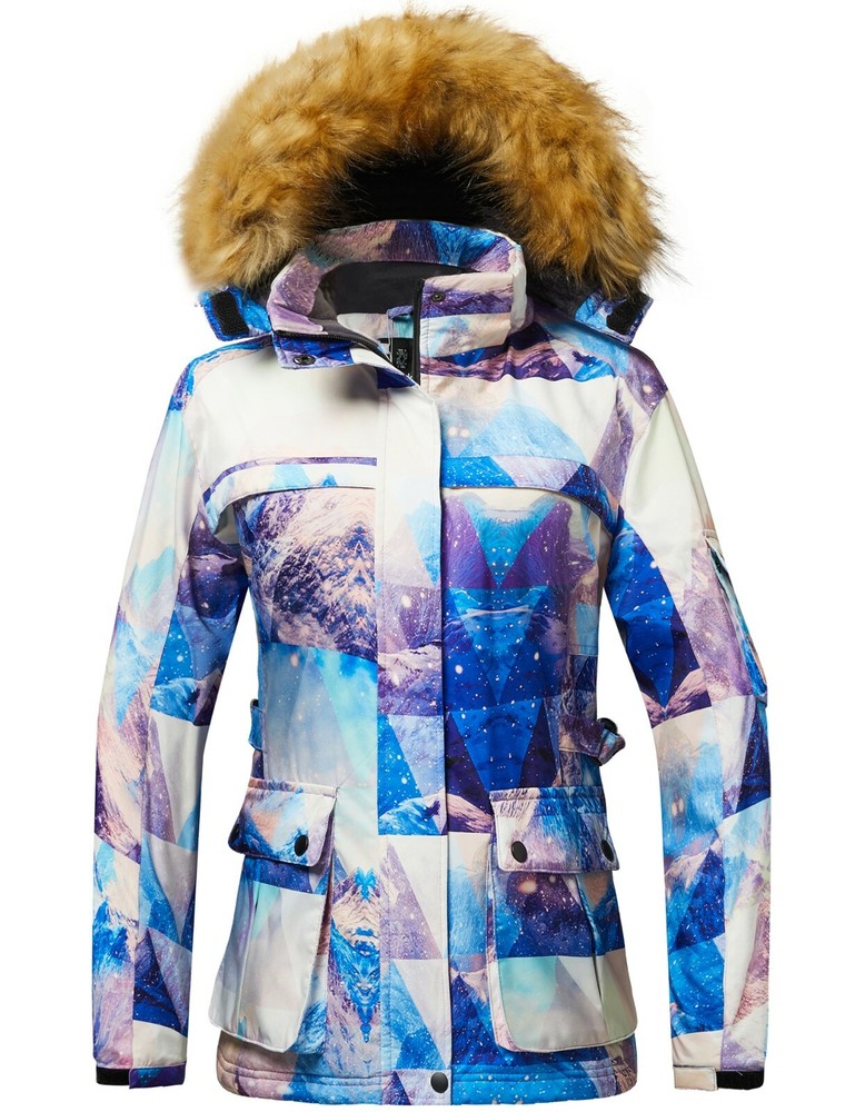 Wantdo Women’s Ski Jacket Winter Fleeced Snow Coat Waterproof Fur Hooded Jackets