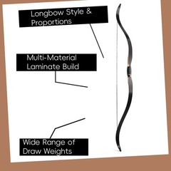 15-50lbs Traditional Bow 56inch Longbow 80cm Draw Length LH RH Hunting Training