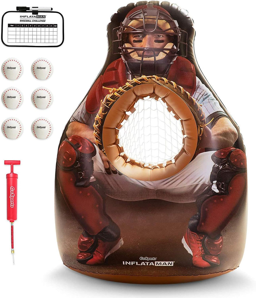 Inflataman Baseball Toss Challenge – Inflatable Catcher Strike Zone Pitching Gam