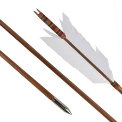 33» Archery Bamboo Arrow 4 Feather Longbow Traditional Recurve Bow Tips Hunting