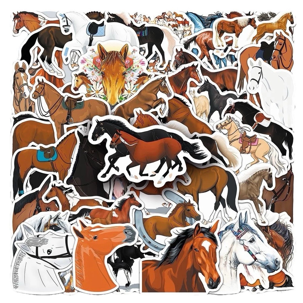 30Pcs Random Steed Riding Horse Party Favor Animal Cartoon Waterproof Stickers