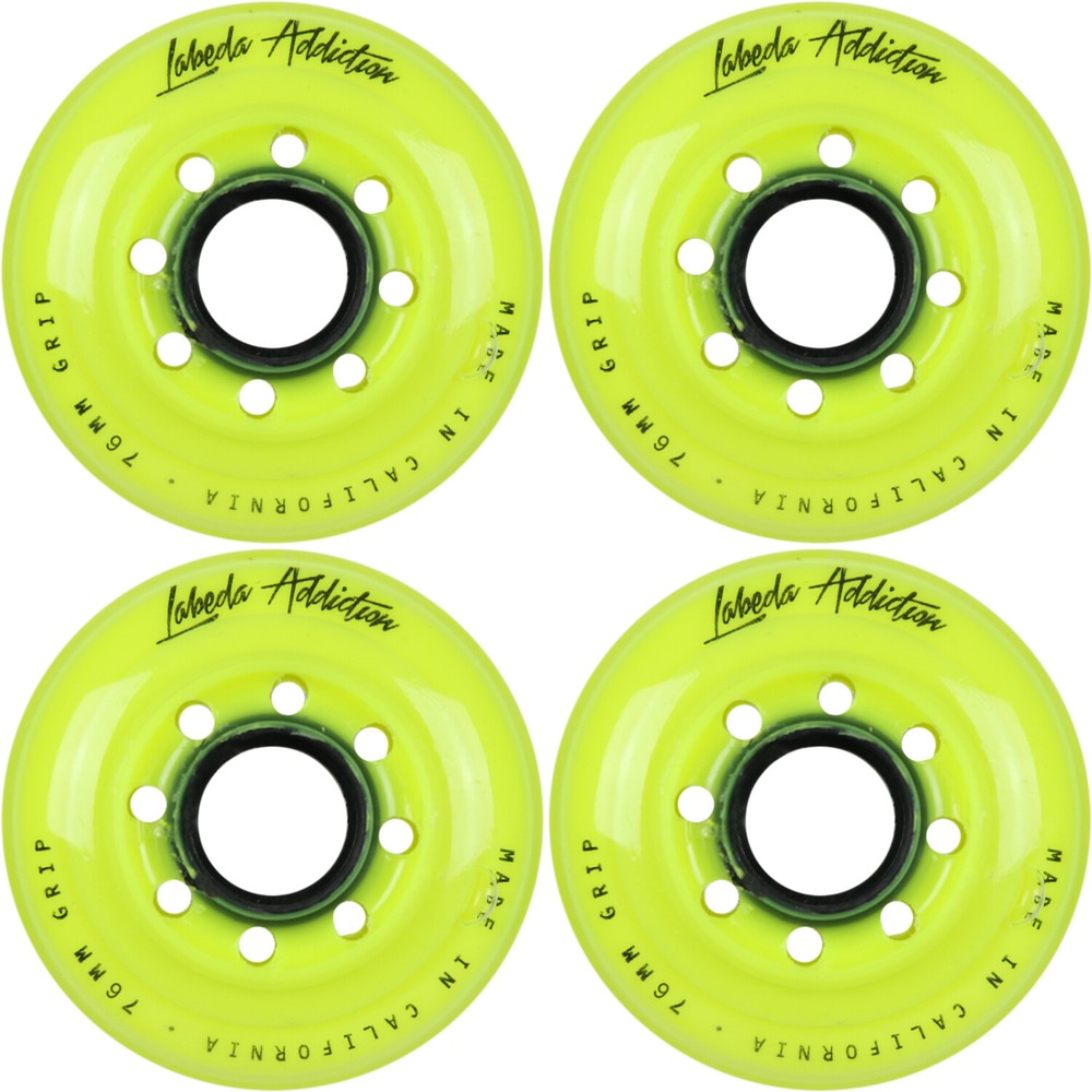 Labeda Inline Roller Hockey Skate Wheels Addiction Yellow 76mm SET OF 4