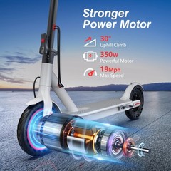 AOVOPRO White 350W 8.5′ Foldable Electric Scooter for Adults & Teens 21Miles
