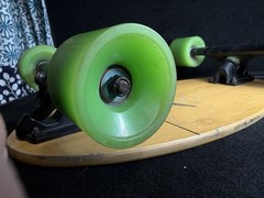 Eggboards Bamboo Mini Cruiser Skateboard Green Wheels Short Deck, wheels frozen