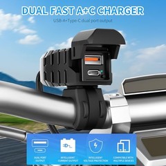 Motorcycle USB Charger, Dual USB Type C 30W PD & QC 3.0 Motorcycle Phone