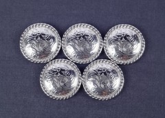 1-1/2″ SET 6 WESTERN SADDLE BLING SILVER ENGRAVED FLORAL BIG DIY LEATHER CONCHOS