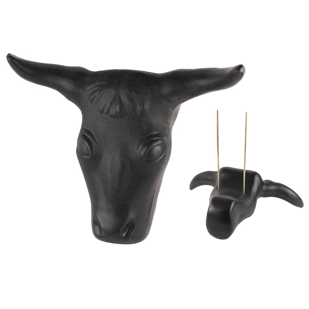 HILASON Full-Size Steer Head Roping Dummy – 20″ Horn Span 13″Lx 8.5″D Black