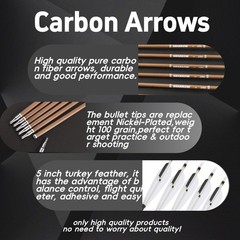 12X Archery Pure Carbon Arrows Natural Feather 31″ Shaft SP340-600 Bow Hunting