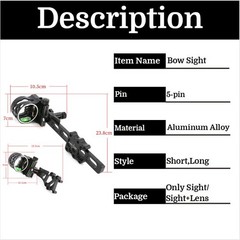 5 Pin Compound Bow Sight 4X 6X 8X Lens 0.019″ Fiber Micro Archery Hunting RH LH