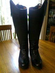 OVATION LADIES FLEX SPORT FIELD BOOT 7.5 REG CALF & BOOT BAG BOOT TREES EUC