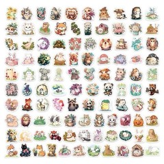 9Pcs Random Cute Animal Kawaii Cartoon Plant Flower Animal Waterproof Stickers