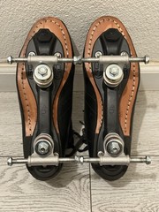 RIEDELL 595 BLACK LEATHER ROLLER SKATES MENS SIZE 9 MEDIUM NO WHEELS SOLD AS-IS