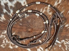Romel Reins – Silver Ferrule Show Ring – Dark Oil – Hand Braided