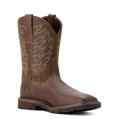 Ariat Men’s Groundbreaker Wide Square Toe Work Boots 10 Brown