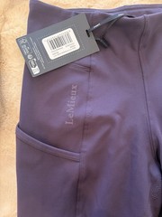 LeMieux Women’s Purple Full Seat Silicone Grip Breeches w/ Pockets UK 8/ US 4